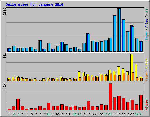 Daily usage for January 2010