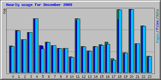 Hourly usage for December 2009